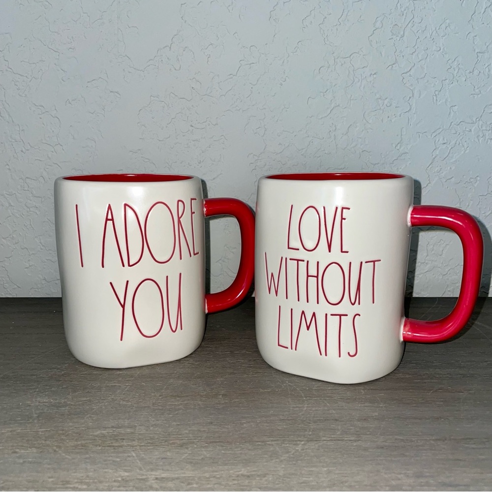 Rae Dunn I ADORE YOU and LOVE WITHOUT LIMITS Mug Set